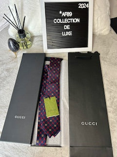 Brand New Gucci Interlocking G Print Silk Tie